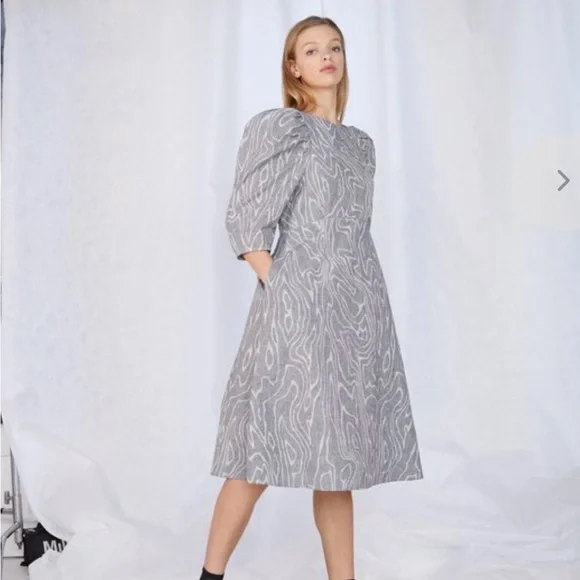 WHIT Glen check wood grey women’s size 2 dress - Picture 2 of 9